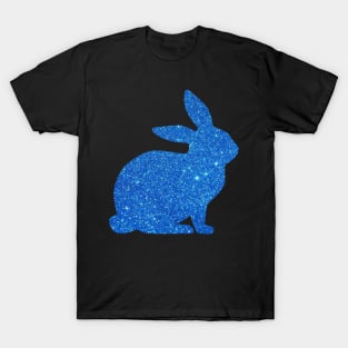 Blue Faux Glitter Easter Bunny T-Shirt